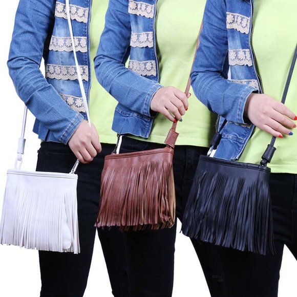 Women's Fringed Cross-Body Multifunctional Everyday Use Bag (Brown) - Picture 2 of 3